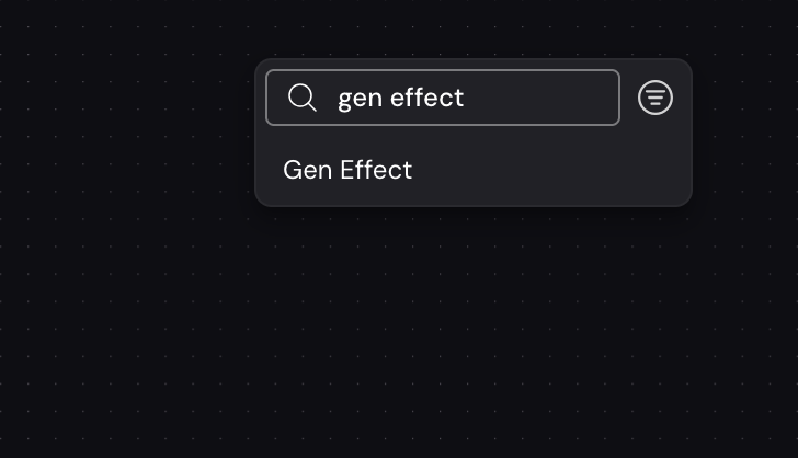 البحث عن نود Gen Effect داخل Weavy بعد الضغط كليك يمين على الكانفس